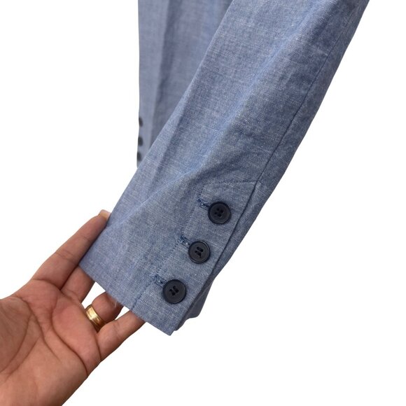 Talbots Petite Womens Perfect Crop Pants Size 6P Blue Chambray Ankle 3 Buttons - Picture 6 of 9